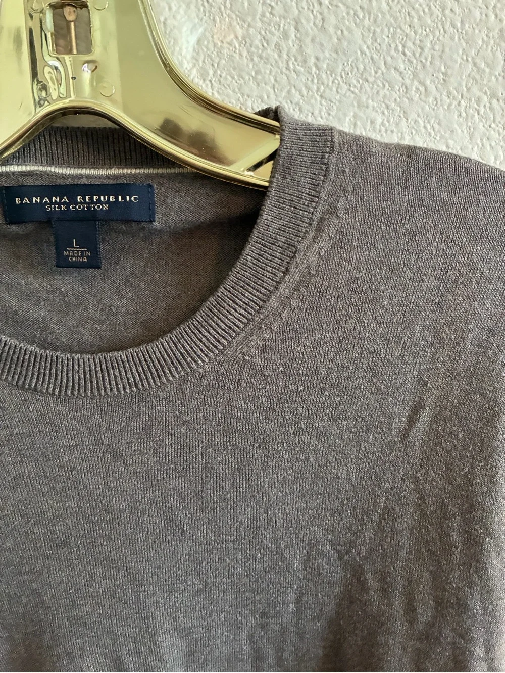 Banana Republic Men's Silk Cotton Blend Crewneck Sweater in Taupe